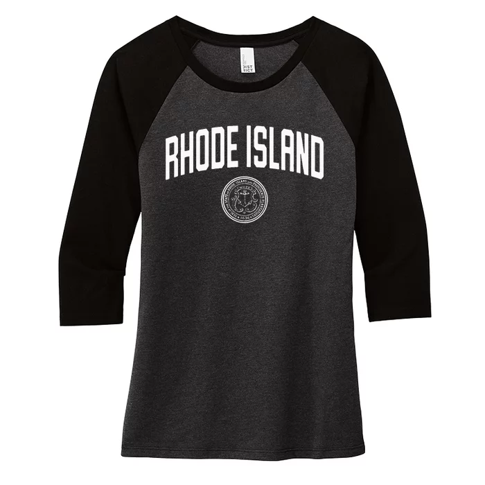 Rhode Island State Seal Logo Sports Women's Tri-Blend 3/4-Sleeve Raglan Shirt