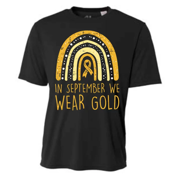 Rainbow In September We Wear Gold Childhood Cancer Awareness Cooling Performance Crew T-Shirt