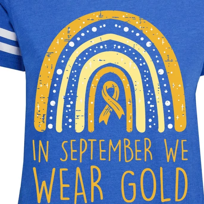 Rainbow In September We Wear Gold Childhood Cancer Awareness Enza Ladies Jersey Football T-Shirt