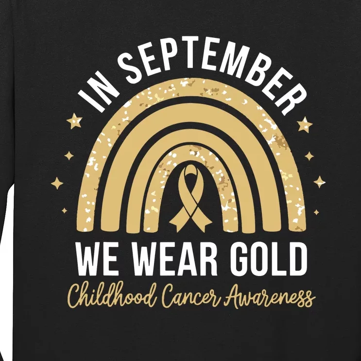 Rainbow In September We Wear Gold Childhood Cancer Awareness Long Sleeve Shirt