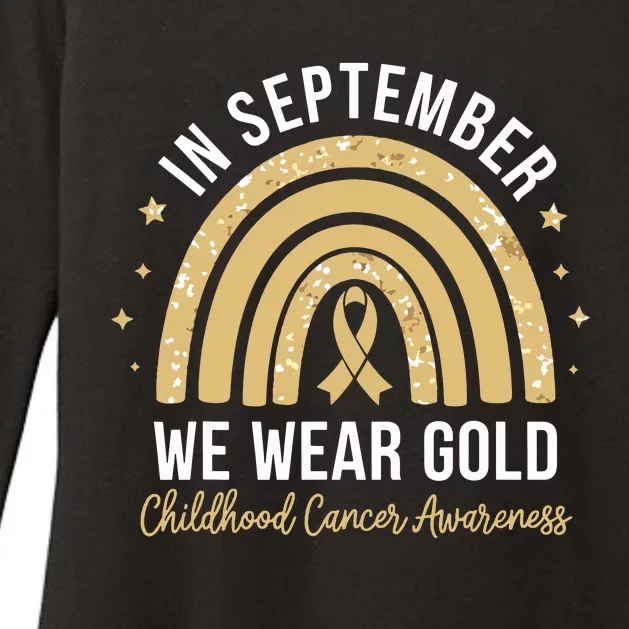 Rainbow In September We Wear Gold Childhood Cancer Awareness Womens CVC Long Sleeve Shirt