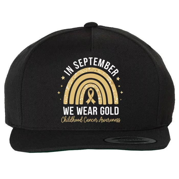 Rainbow In September We Wear Gold Childhood Cancer Awareness Wool Snapback Cap