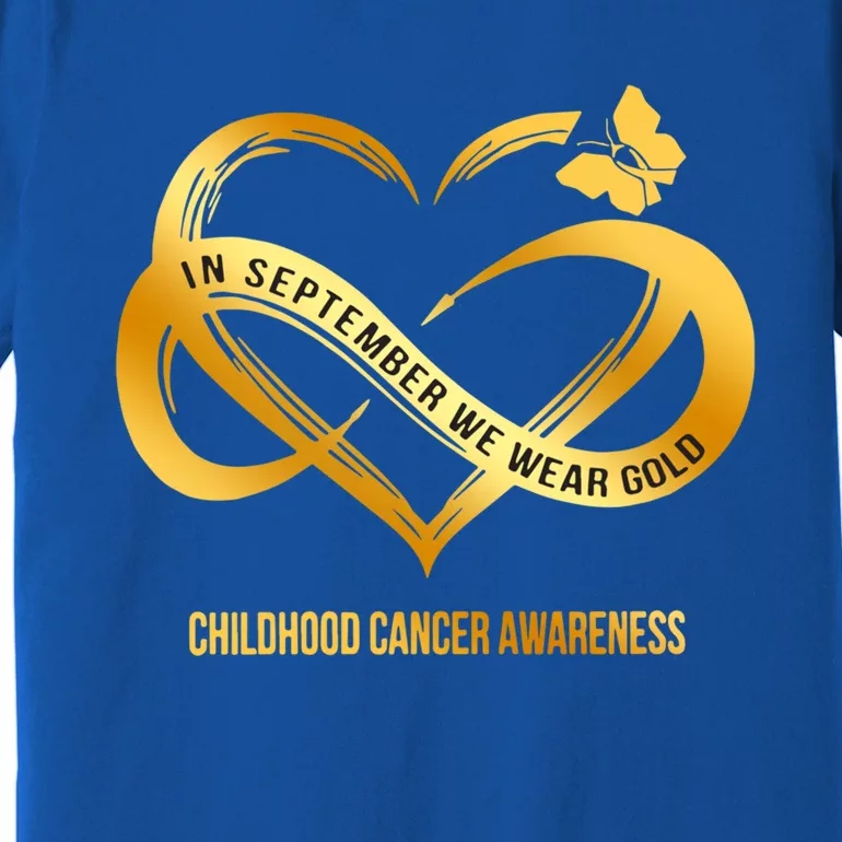 Retro In September We Wear Gold Hood Cancer Awareness Gift Premium T-Shirt