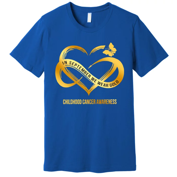 Retro In September We Wear Gold Hood Cancer Awareness Gift Premium T-Shirt