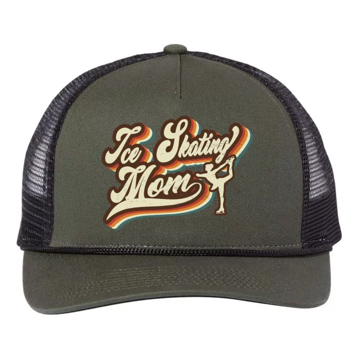 Retro Ice Skating Mom Sports Mama Mothers Day Retro Rope Trucker Hat Cap