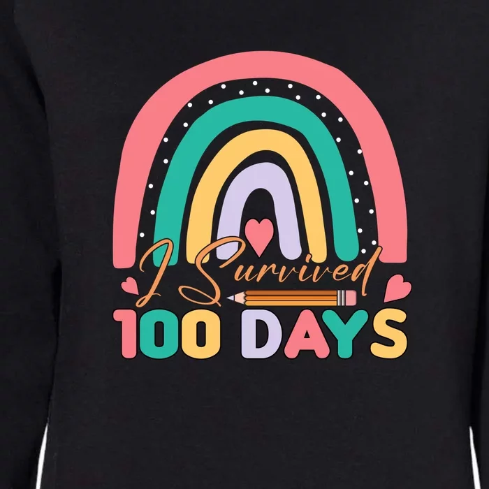 Retro I Survived 100 Days Of School For Teacher & Students Womens California Wash Sweatshirt