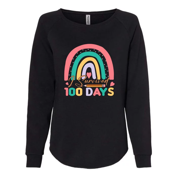 Retro I Survived 100 Days Of School For Teacher & Students Womens California Wash Sweatshirt