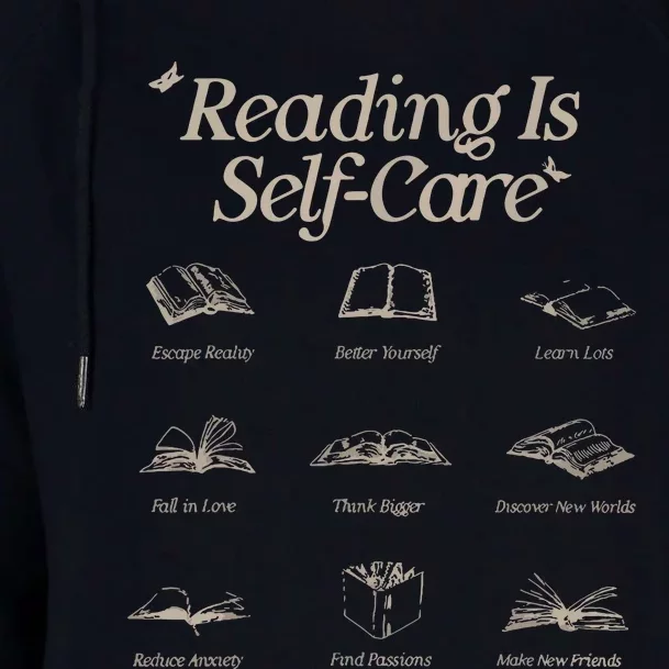 Reading Is Selfcare Book A Day Retro Read More Book Lover Womens Funnel Neck Pullover Hood