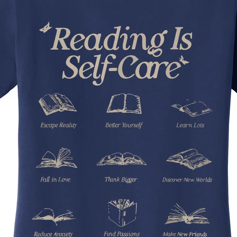 Reading Is Selfcare Book A Day Retro Read More Book Lover Women's T-Shirt