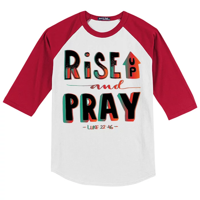 Rise And Pray Luke 22:16 Kids Colorblock Raglan Jersey