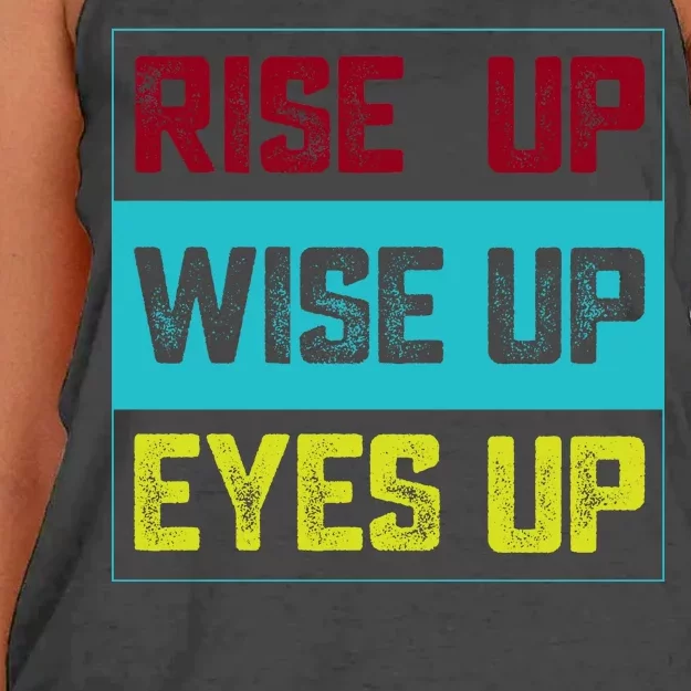 Rise Up Wise Up Eyes Up Women's Knotted Racerback Tank