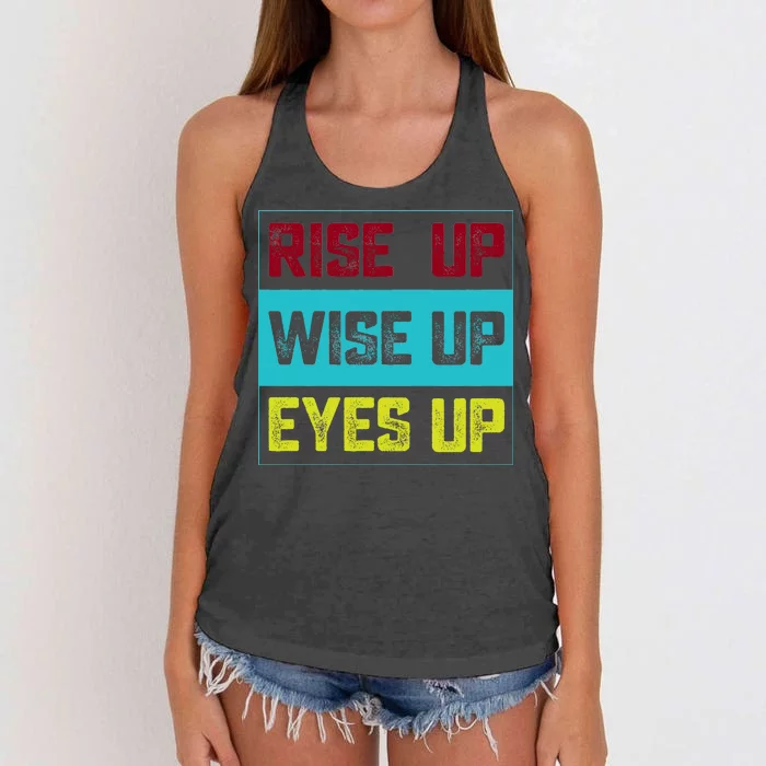 Rise Up Wise Up Eyes Up Women's Knotted Racerback Tank