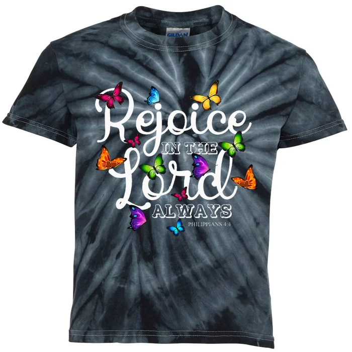 Rejoice In The Lord Always Philippians 44 Bible Verse Kids Tie-Dye T-Shirt