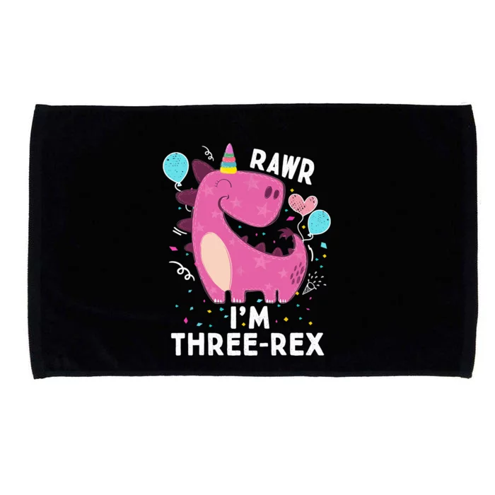 Rawr I'm Three-Rex 3rd Birthday Gifts 3 Year Old Dinosaur Microfiber Hand Towel