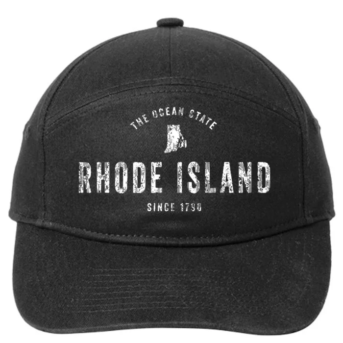 Rhode Island T Vintage Sports Design Retro Ri 7-Panel Snapback Hat