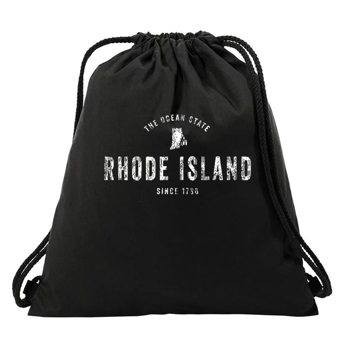 Rhode Island T Vintage Sports Design Retro Ri Drawstring Bag