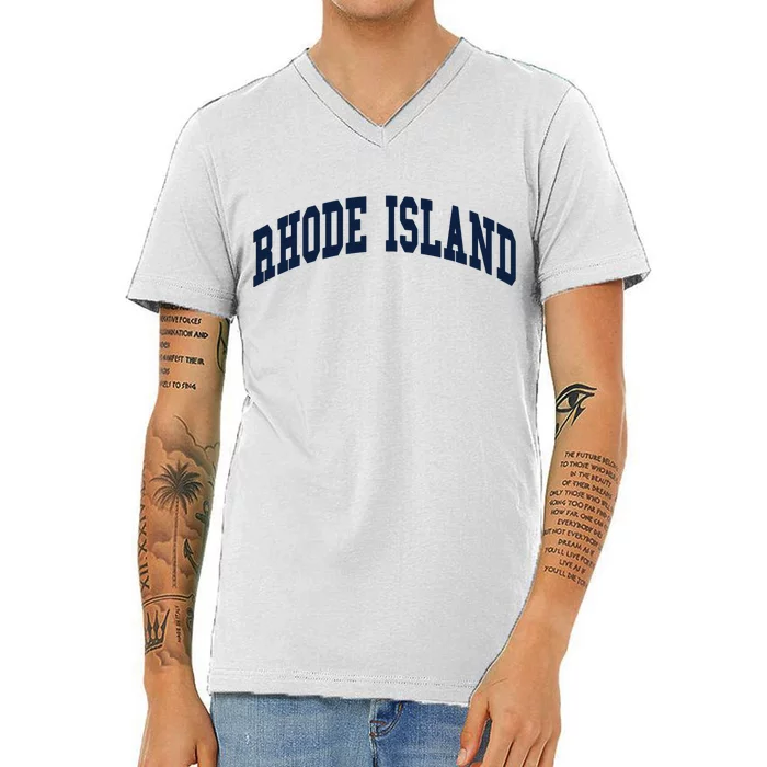 Rhode Island Throwback Design Classic V-Neck T-Shirt