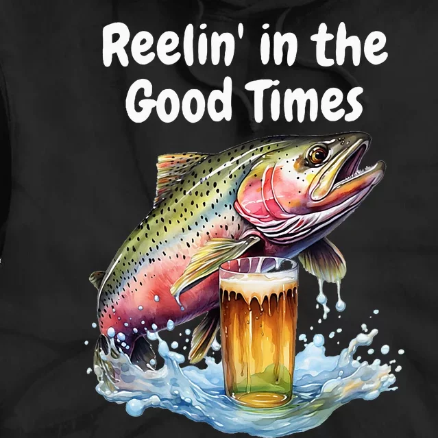 Reelin' in the Good Times A Unique Fish & Beer Design Tie Dye Hoodie