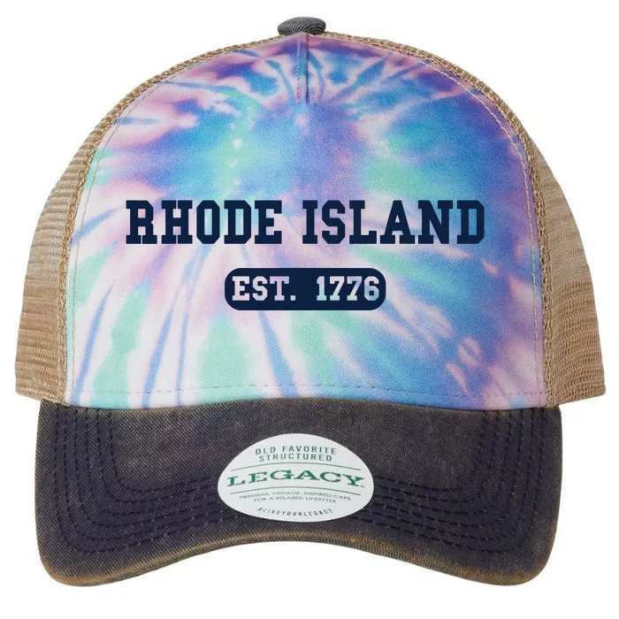 Rhode Island Throwback Design Classic Legacy Tie Dye Trucker Hat