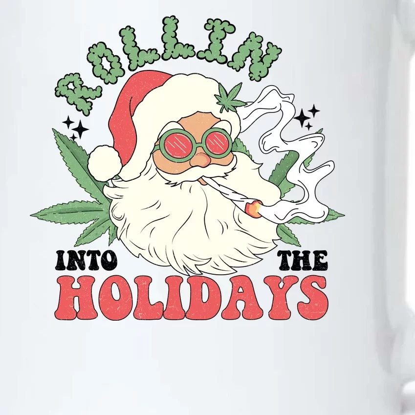 Rollin Into The Holidays Funny Marijuana Santa Black Color Changing Mug