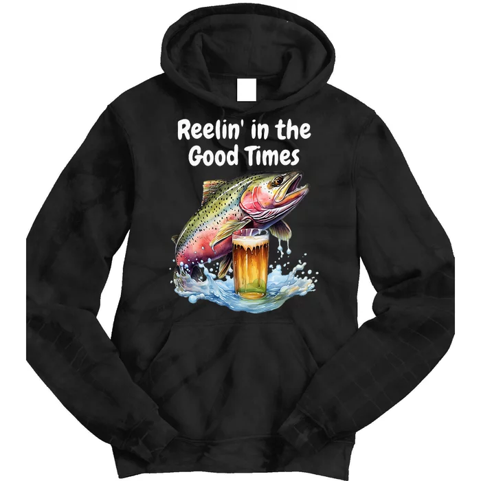 Reelin In The Good Times A Unique Fish & Beer Design Tie Dye Hoodie