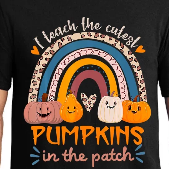 Rainbow I Teach The Cutest Pumpkins In The Patch Fall Season Gift Pajama Set