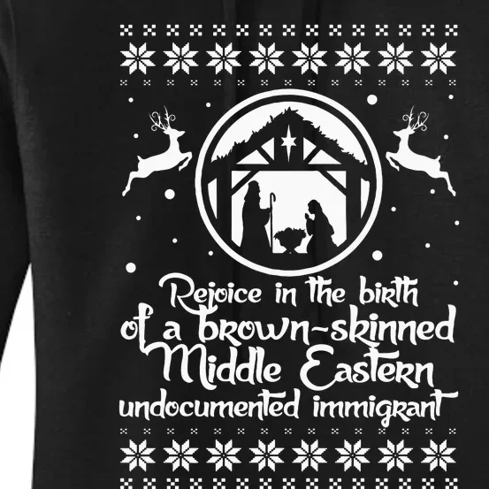 Rejoice In The Birth Of A BrownSkinned Middle Eastern Xmas Women's Pullover Hoodie