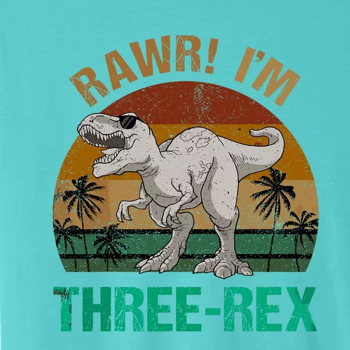 Rawr I'm Three Rex 3rd Birthday T-rex Dinosaur 3 Years Old ChromaSoft Performance T-Shirt