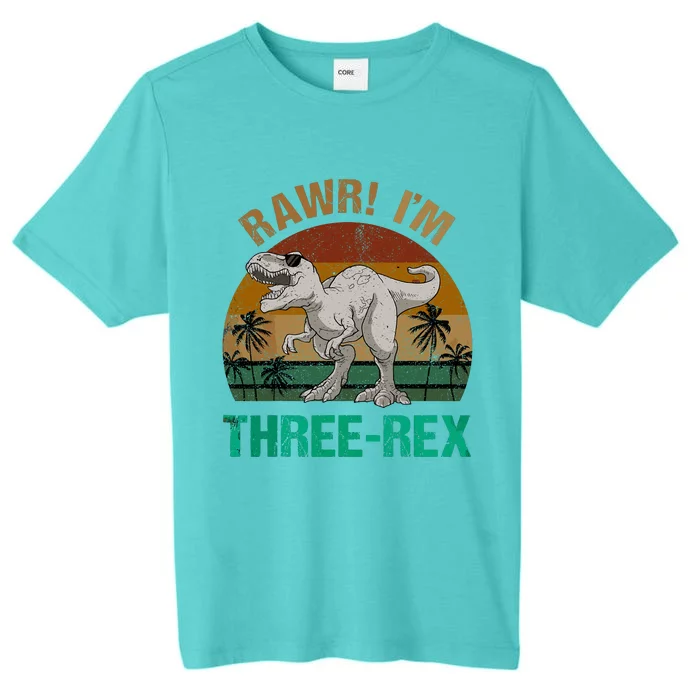 Rawr I'm Three Rex 3rd Birthday T-rex Dinosaur 3 Years Old ChromaSoft Performance T-Shirt