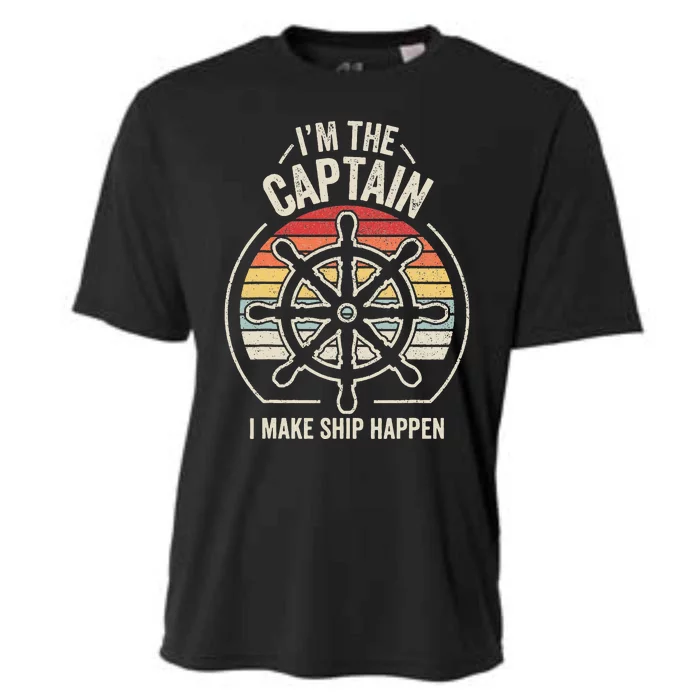 Retro I'm The Captain I Make Ship Happen Funny Boating Cooling Performance Crew T-Shirt