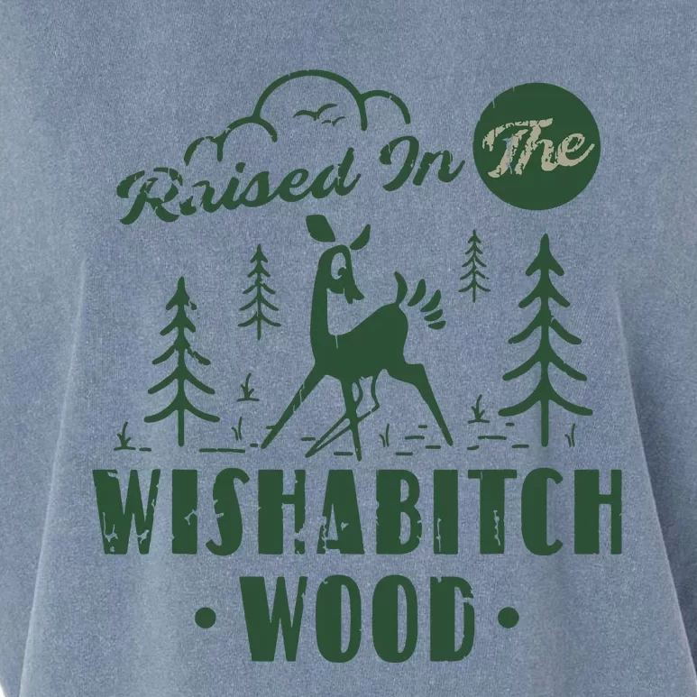 Raised In The Wishabitch Woods Funny Camping Garment-Dyed Women's Muscle Tee