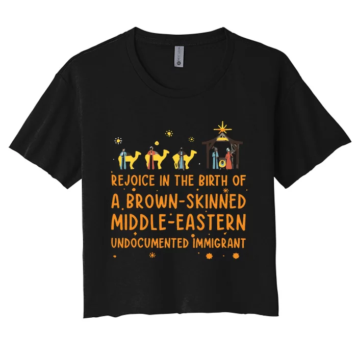 Rejoice In The Birth Of A Brown Skinned Middle Eastern Women's Crop Top Tee