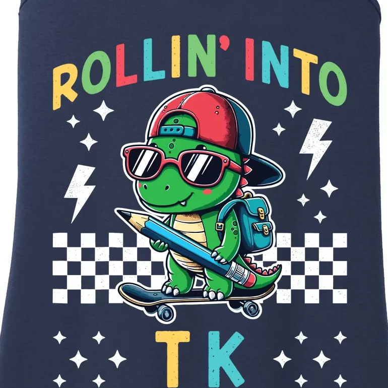 Rollin Into Tk Dinosaur First Day Of Tk I’M Ready For Tk Ladies Essential Tank