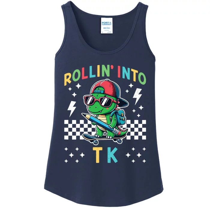 Rollin Into Tk Dinosaur First Day Of Tk I’M Ready For Tk Ladies Essential Tank