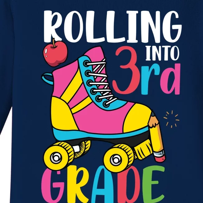 Rolling Into Third Grade Cute 3Rd Grade Meaningful Gift Baby Long Sleeve Bodysuit