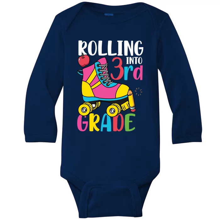 Rolling Into Third Grade Cute 3Rd Grade Meaningful Gift Baby Long Sleeve Bodysuit