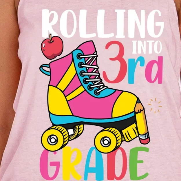 Rolling Into Third Grade Cute 3Rd Grade Meaningful Gift Women's Knotted Racerback Tank