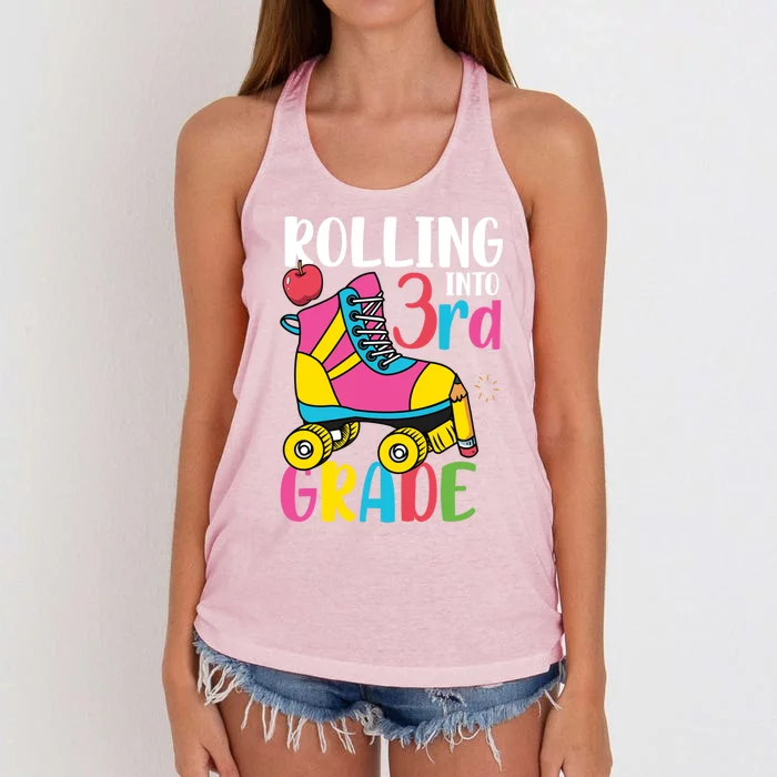 Rolling Into Third Grade Cute 3Rd Grade Meaningful Gift Women's Knotted Racerback Tank