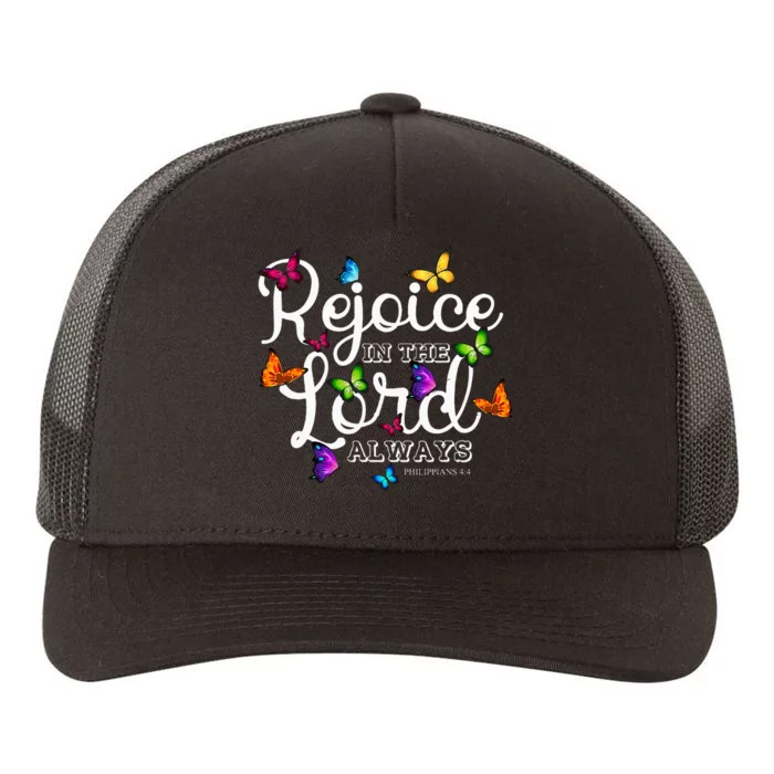 Rejoice In The Lord Always Philippians 44 Bible Verse Yupoong Adult 5-Panel Trucker Hat