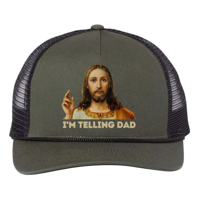 Retro IM Telling Dad Funny Religious Christian Jesus Retro Rope Trucker Hat Cap