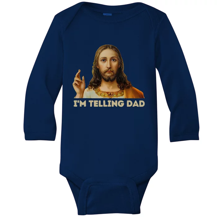 Retro IM Telling Dad Funny Religious Christian Jesus Baby Long Sleeve Bodysuit