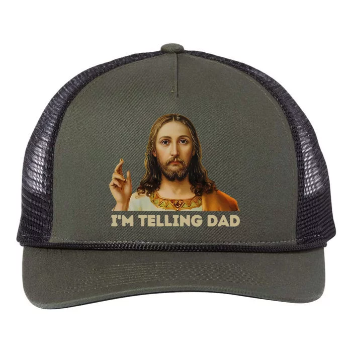 Retro IM Telling Dad Funny Religious Christian Jesus Retro Rope Trucker Hat Cap