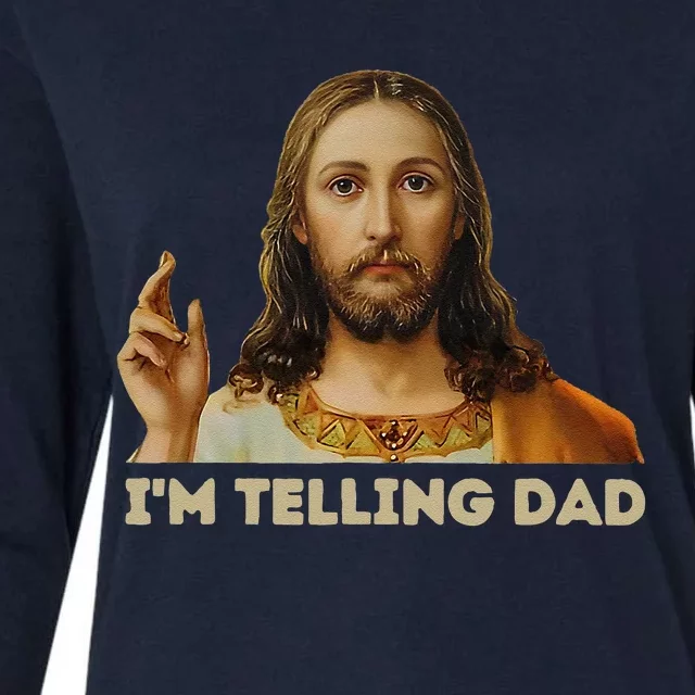 Retro IM Telling Dad Funny Religious Christian Jesus Womens Cotton Relaxed Long Sleeve T-Shirt