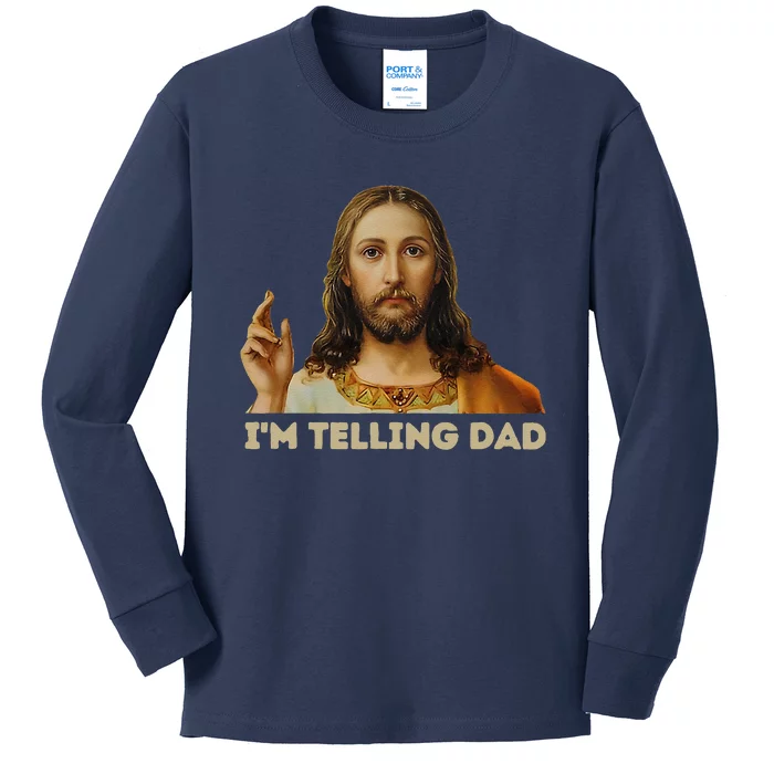 Retro IM Telling Dad Funny Religious Christian Jesus Kids Long Sleeve Shirt