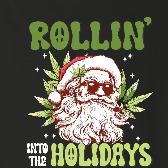 Rollin Into The Holidays Santa Black Marijuana Christmas Toddler Long Sleeve Shirt