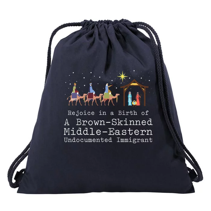 Rejoice In The Birth Of A Brown Skinned Middle Eastern Drawstring Bag