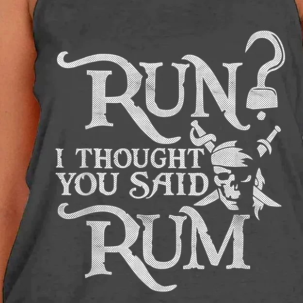 Run I Thought You Said Rum Funny Pirate Running Wine Lover Women's Knotted Racerback Tank