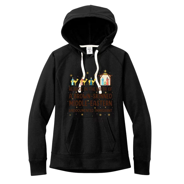 Rejoice In The Birth Of A Brown Skinned Christmas Women's Fleece Hoodie