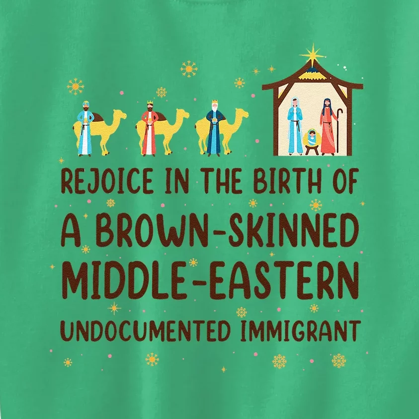 Rejoice In The Birth Of A Brown Skinned Christmas Kids Sweatshirt