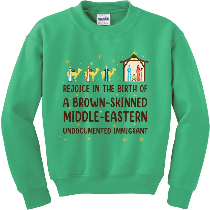 Rejoice In The Birth Of A Brown Skinned Christmas Kids Sweatshirt